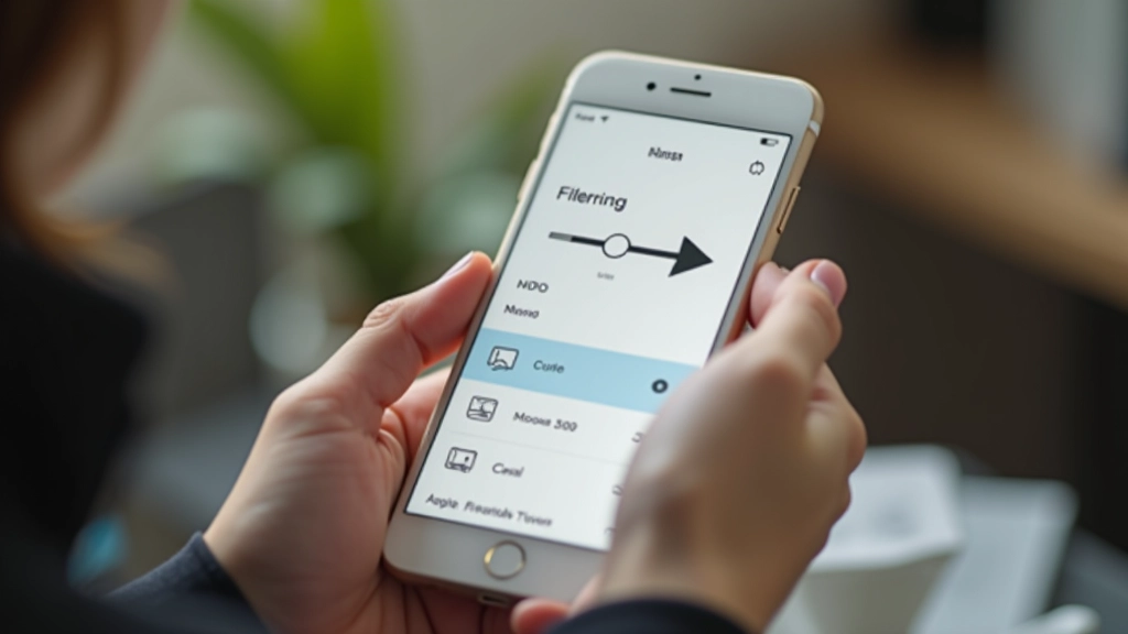 Mobiel telefoon toont collapse/expand filter menu met minimale ruimte voor veel opties